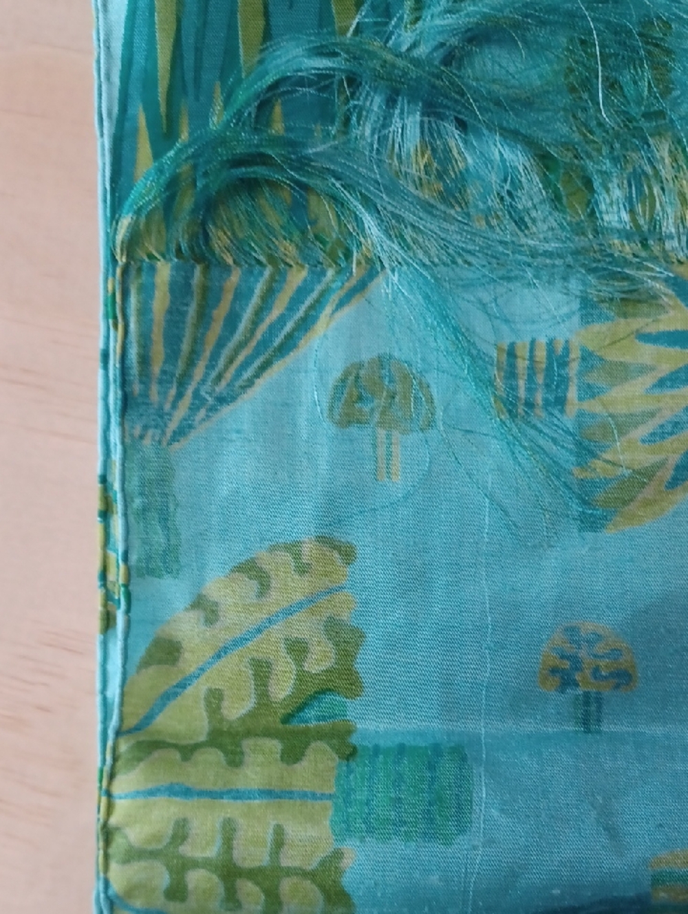 Vintage Thai Silk Scarf Star Of Siam Bangkok Handwoven Mod Botanical 72×12 - Picture 14 of 16